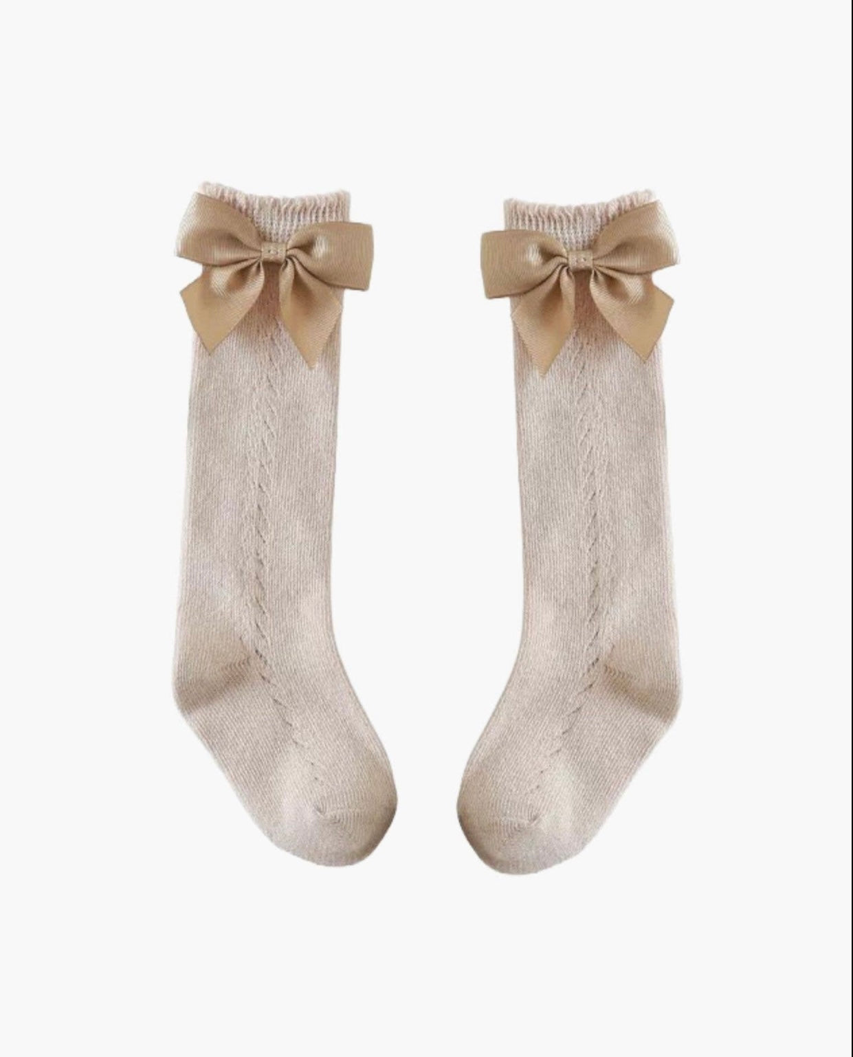 Knestrømper med sløyfe - Beige